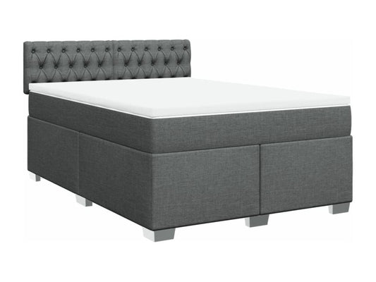 Sommier à Maisonpuretop de lit avec matelas Gris foncé 140x200cm Tissu 29373VFFR