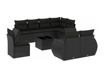 Salon de jardin 9 pcs avec coussins noir résine tressée 31417OKPL