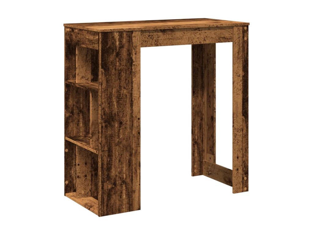 Table de bar avec étagères vieux bois bois d'ingénierie 45003MBZH