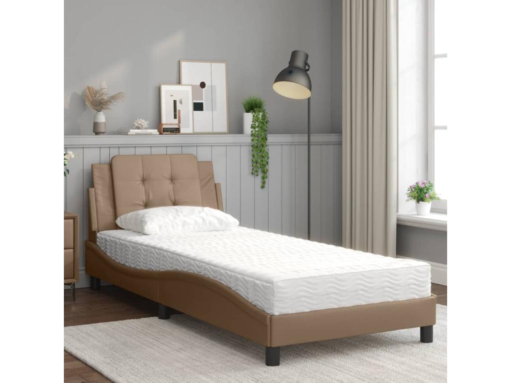 Lit avec matelas cappuccino 90x200 cm similicuir 27831SYHA
