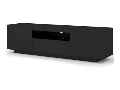 Meuble TV Noir Mat sans LED 150x42x37cm Aura meuble sur pied ou à suspendre meuble Hi-fi 18132BODU