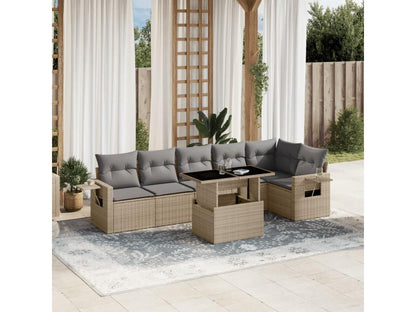 Salon de jardin avec coussins 7 pièces beige résine tressée 80029ZGWE
