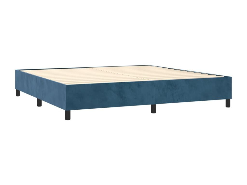 Sommier à Maisonpuretop de lit matelas et LED Bleu foncé 200x200 cm 75100TFWI