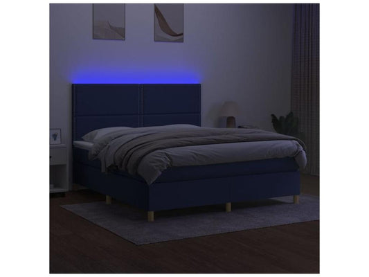 Sommier à Maisonpuretop de lit et matelas et LED Bleu 160x200 Tissu 53643AQTY
