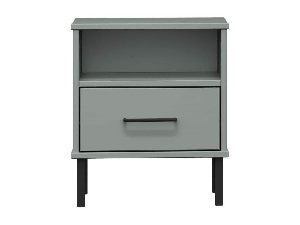 Table de chevet avec pieds en métal Gris Bois pin massif Maisonpuretop 59390WWEF