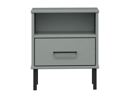 Table de chevet avec pieds en métal Gris Bois pin massif Maisonpuretop 59390WWEF