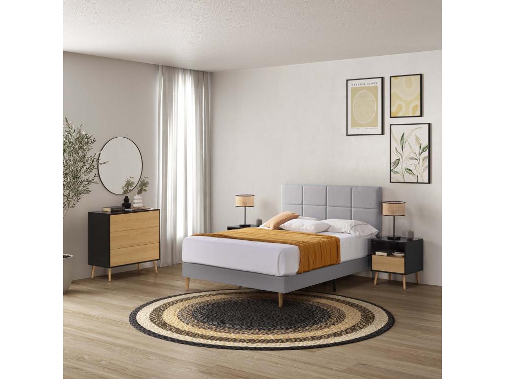 Cadre de lit rembourré Maisonpuretop 30 cm 140x190 cm Gris clair 98080AXSJ