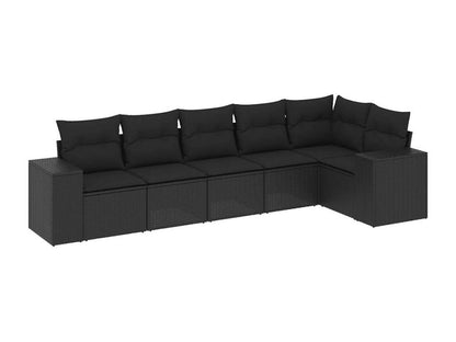 Salon de jardin 6 pcs avec coussins noir résine tressée 34780CAAF