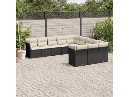 Salon de jardin 11 pcs avec coussins noir résine tressée 24367TERP