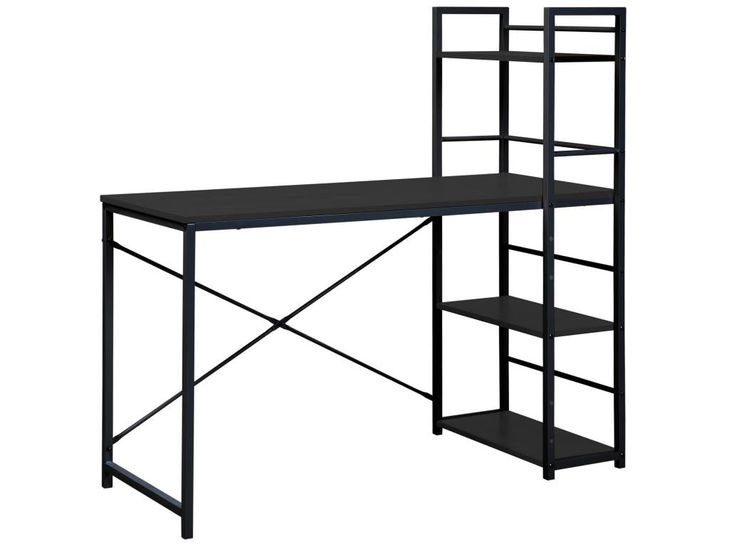 Table de bureau pour PC avec bibliothèque bois noir métal moderne 32298YIWC