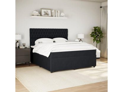 Sommier à Maisonpuretop de lit avec matelas Noir 180x200 cm Velours 40613DATX