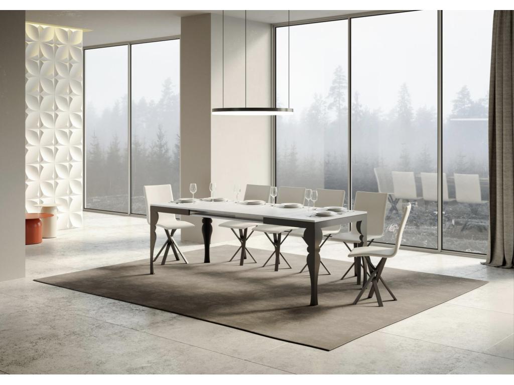 Table extensible 6 à 16 places L 120 à 380cm marron et pieds gris foncé Patone 30417IWAC