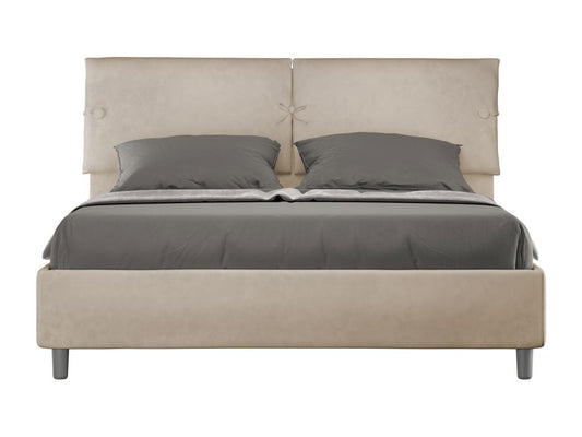 Lit sans sommier rembourré 160x210 microfibre sable Maisonpuretop 73651BZML