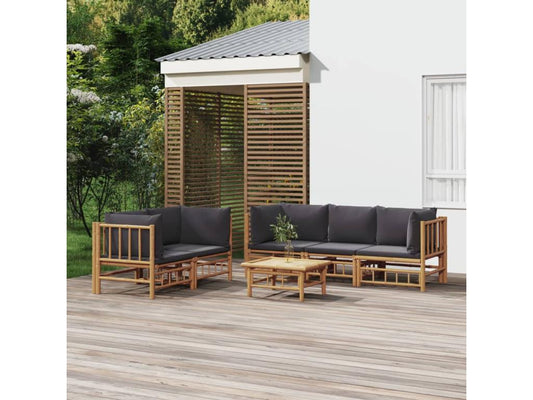 Salon de jardin 6 pièces avec coussins gris foncé Maisonpuretop 27309SLLE