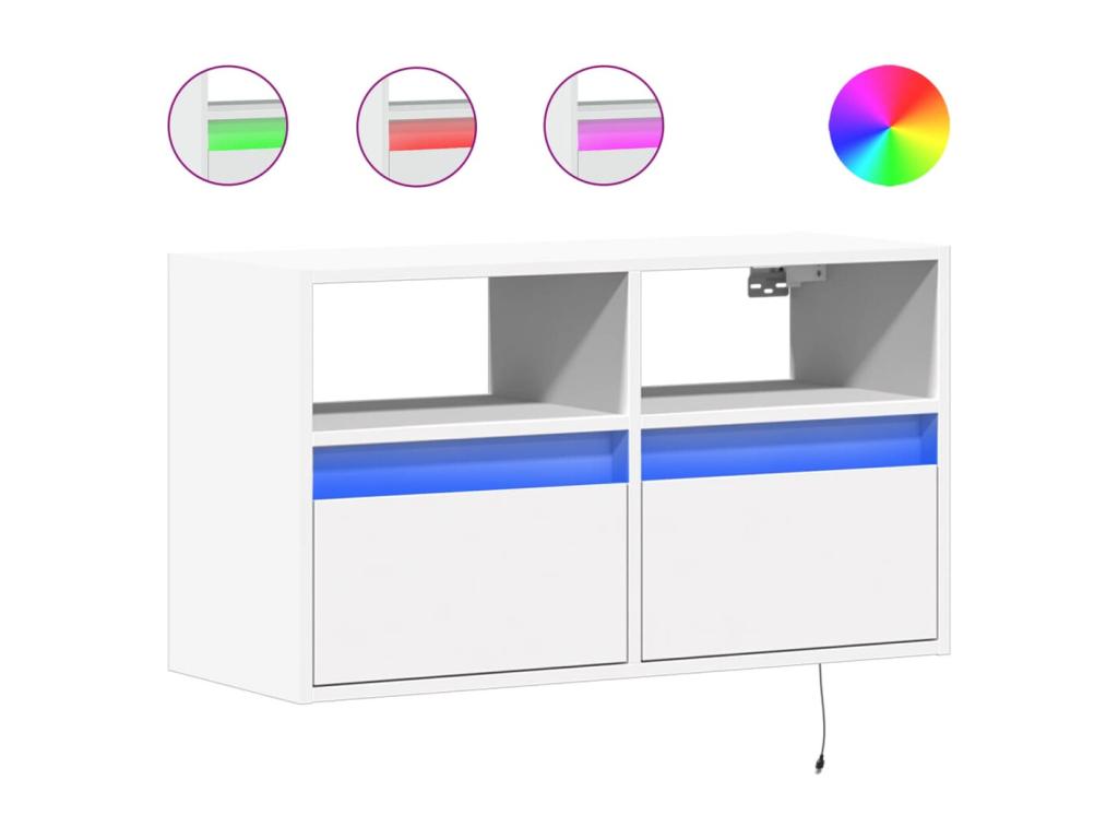 Meuble TV mural avec Maisonpuretopères LED blanc 80x31x45 cm 54874JBQS