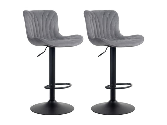 Lot de 2 Tabourets de bar - Velours / Métal noir mat - Gris foncé - Maisonpuretop 03203NGMT