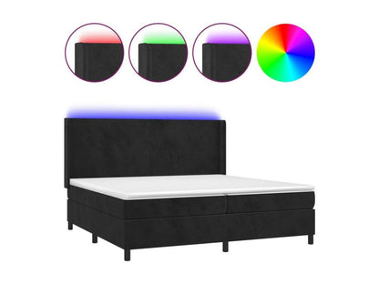 Sommier à Maisonpuretop de lit matelas et LED Noir 200x200 Velours 49269URRJ