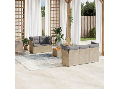 Salon de jardin avec coussins 6 pièces beige résine tressée 93604DLGA