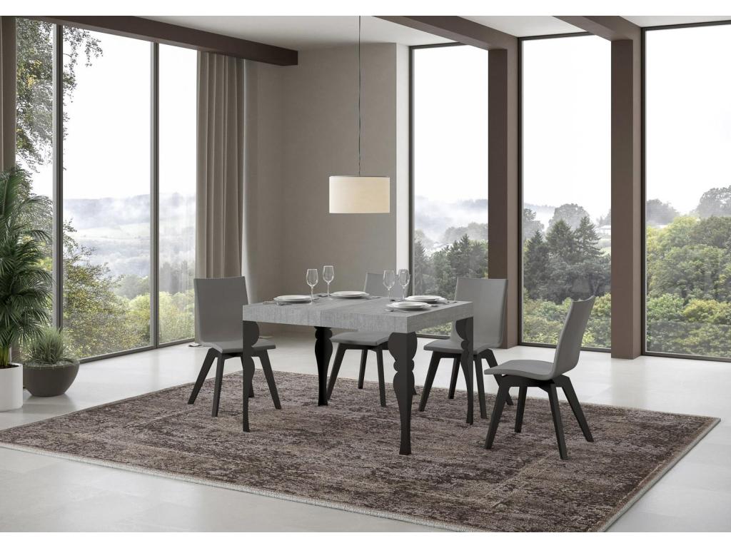 Table extensible 70x110/194 cm Paxon Gris Béton cadre Anthracite 73139LCFN