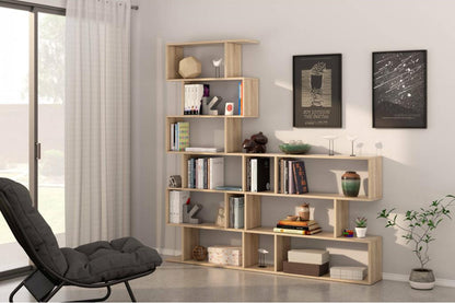 Bibliothèque Maisonpuretop Etagère de bureau polyvalente Bibliothèque avec 5 étagères 80x25h190 cm Chêne 62221ARYA