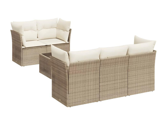 Salon de jardin avec coussins 6 pcs beige résine tressée 23645RJTC