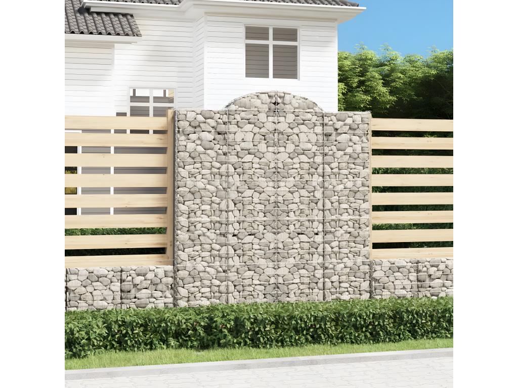 Paniers à gabions arqués 2 pièces 200x50x220/240 cm Fer galvanisé 73134CQHH