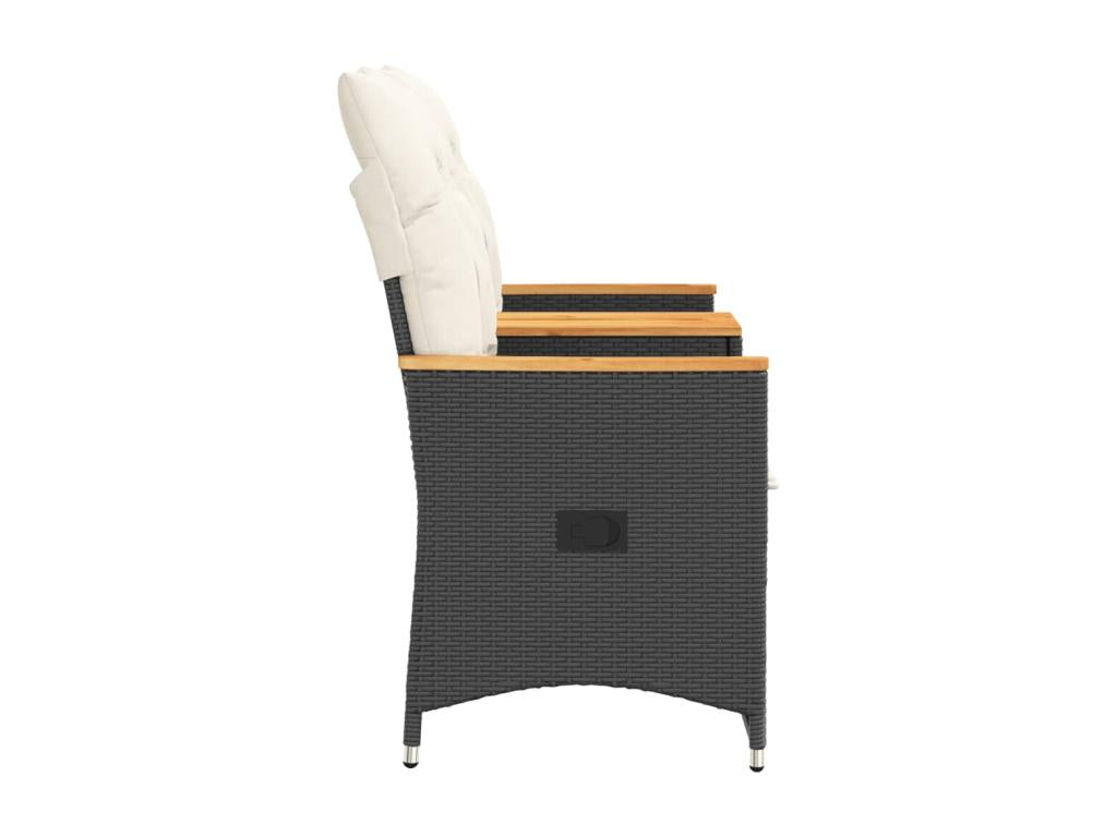 Canapé de jardin inclinable 2 places avec table noir poly rotin 19955TPSI