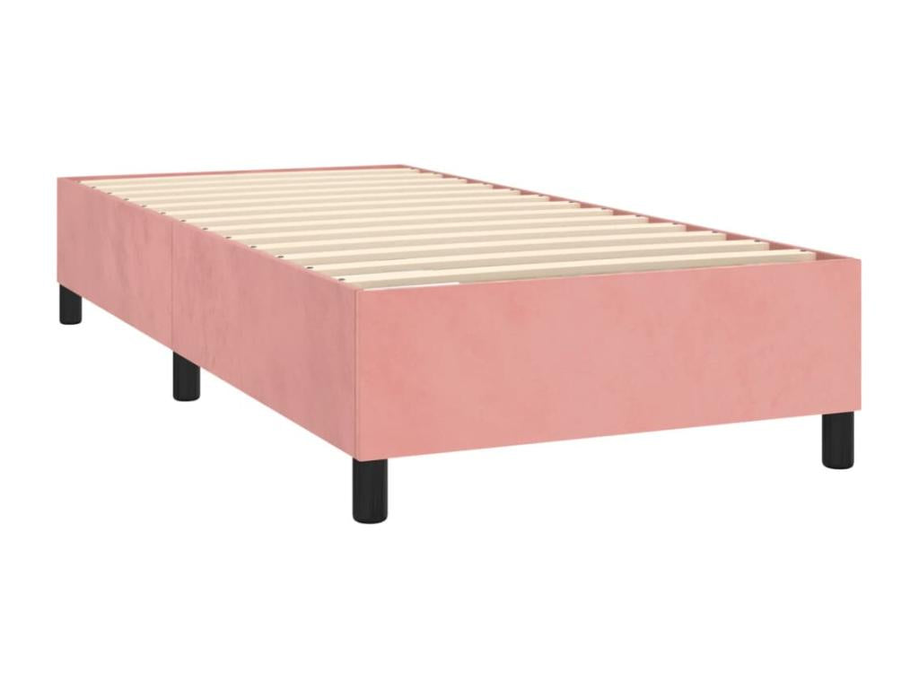 Sommier à Maisonpuretop de lit matelas et LED Rose 90x200 cm Velours 69698HIID