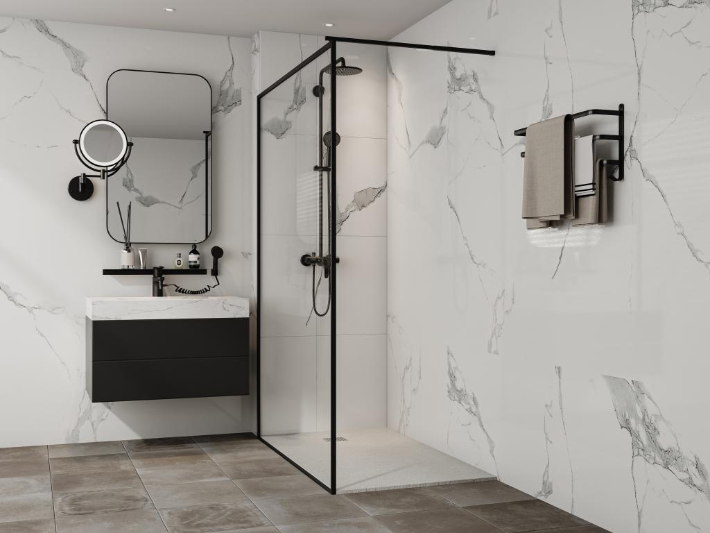 Récepteur extra-plat à poser ou à encastrer découpable en résine SMC - Blanc - 140x80 cm - Maisonpuretop 60468IVWB