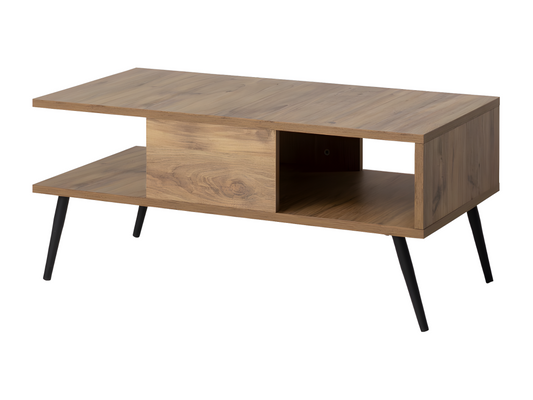 Table basse décor bois pin et noir L90 cm - Artvivrestore 59627LMQS