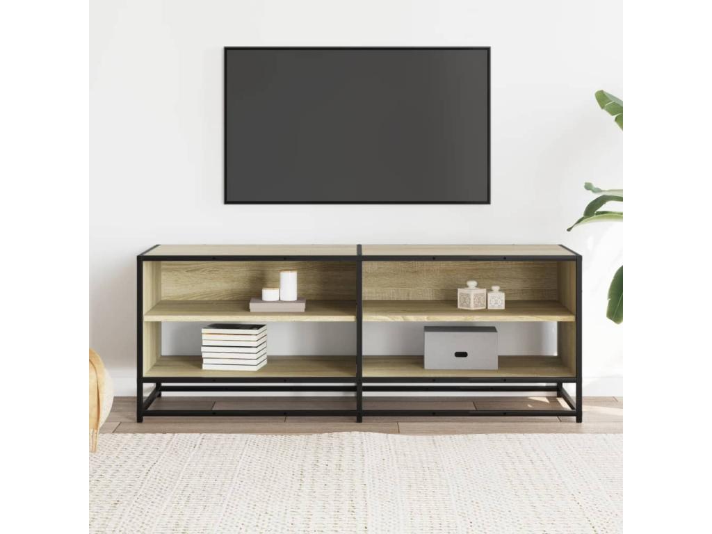 Meuble TV chêne Artvivrestore 120.5x40x46cm bois d'ingénierie et métal 62811ZBLB