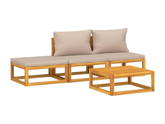 Salon de jardin 4 pcs avec coussins Maisonpuretop bois massif 85716PEDB