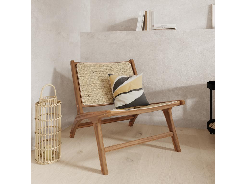 Fauteuil en teck et tressage cannage en rotin - Maisonpuretop 14905ULKJ