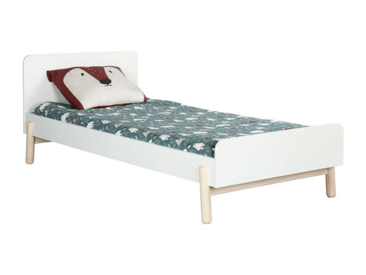 Pack lit avec matelas 90x190 cm bois massif blanc Maisonpuretop 10816OGBQ