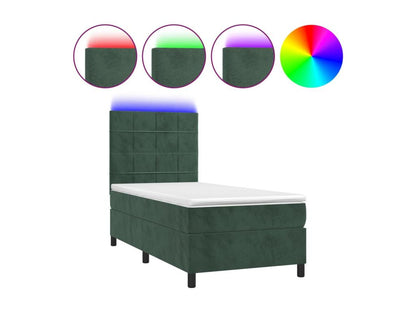 Sommier tapissier matelas et LED Vert foncé 100x200 cm Velours 71436PDVI