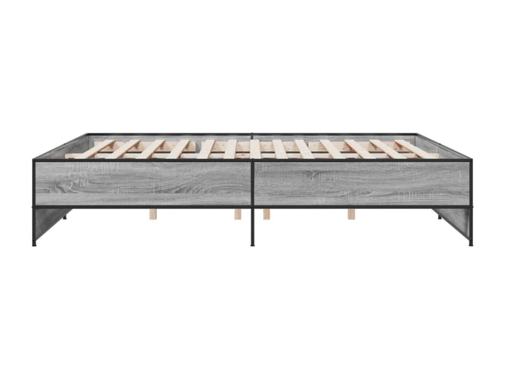 Cadre de lit Maisonpuretop gris 180x200 cm bois d'ingénierie et métal 54520JLGL