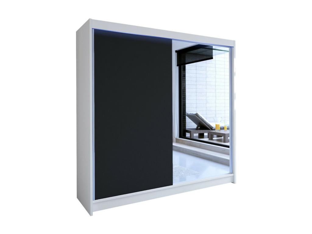 Armoire Maisonpuretop 137 Noir - Blanc 215x180x58cm Portes d'armoire Glissement 18223SLBR