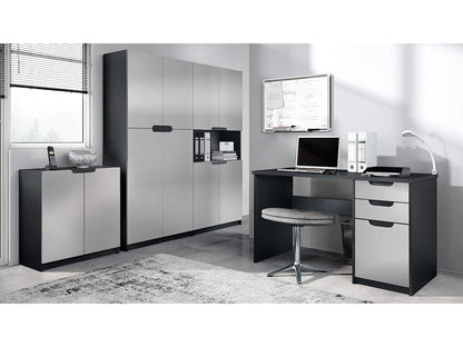 Ensemble de Meubles de Bureau Corps en Noir Mat/Façades en Gris Clair satiné Mat 71503HIOX