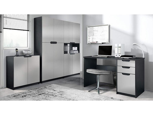 Ensemble de Meubles de Bureau Corps en Noir Mat/Façades en Gris Clair satiné Mat 71503HIOX