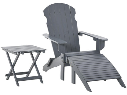 Fauteuil de jardin Maisonpuretop pliable avec repose-pied et table basse bois sapin traité gris 52852EXNU