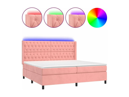 Sommier à Maisonpuretop de lit matelas et LED Rose 200x200 cm Velours 47228ZXNR
