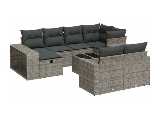 Salon de jardin 11 pcs avec coussins gris résine tressée 50458RKTW