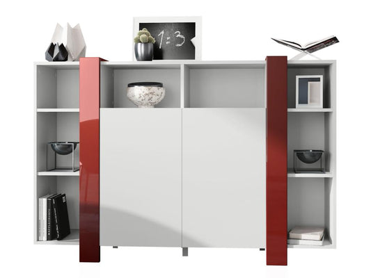 Meuble Blanc Mat Et Bordeaux Laqué lxhxp 149x101x34 Cm 24704ETOM