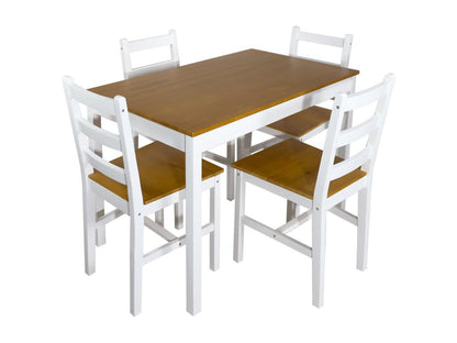 Ensemble table cuisine bois massif 108x65 cm et 4 chaises- Jusqu'à 4 personnes NIL Blanc et miel 41357WVGZ