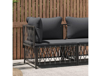 Canapé d'angle de jardin avec coussins anthracite tissu tissé 10562DZML