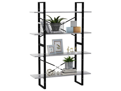 Bibliothèque à 4 niveaux Gris béton 100x30x140 24138WEGZ