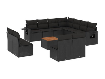Salon de jardin 12 pcs avec coussins noir résine tressée 58269HQSB