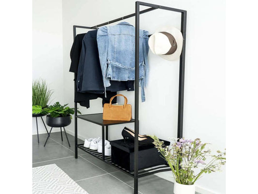 Artvivrestore - Meuble d'Entrée Acier Noir et Aspect Bois Noir 97599GCKL