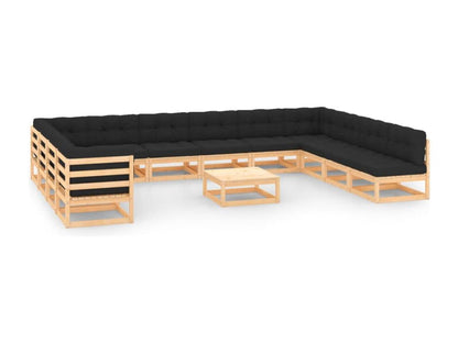 Salon de jardin 13 pcs avec coussins anthracite Pin massif 35236CJLA