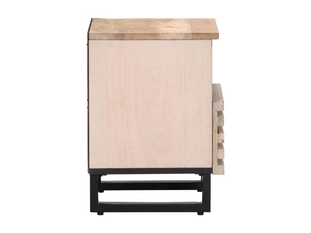 Table de chevet 40x34x46 cm bois de manguier massif blanc 86520XVEP